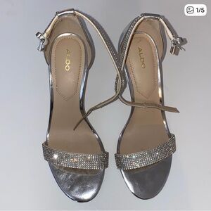 Aldo Shimmering Silver Heels